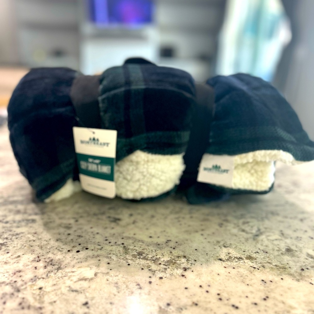 Northeast Black and Green Sherpa Throw